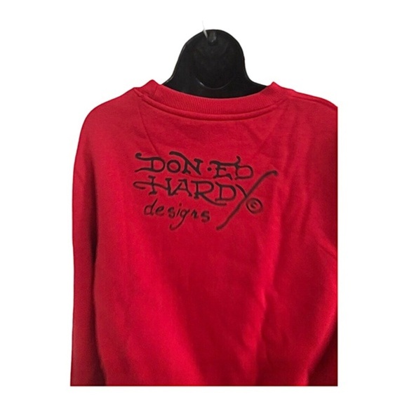 Ed Hardy red graphic print ‘true till death’ Don Ed Hardy printed sweatshirt - Picture 12 of 12